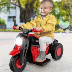 Kinder Motorrad mit Seifenblasenmaschine & Musik & LED Scheinwerfer Kindermotorrad Rot