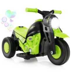 Kinder Motorrad mit Seifenblasenmaschine & Musik & LED Scheinwerfer Kindermotorrad Grün