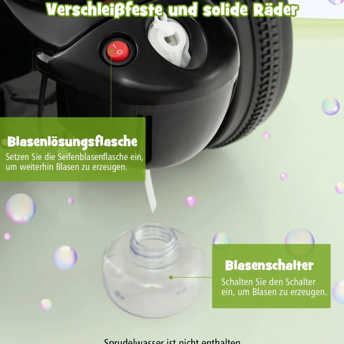 Kinder Motorrad mit Seifenblasenmaschine & Musik & LED Scheinwerfer Kindermotorrad Grün