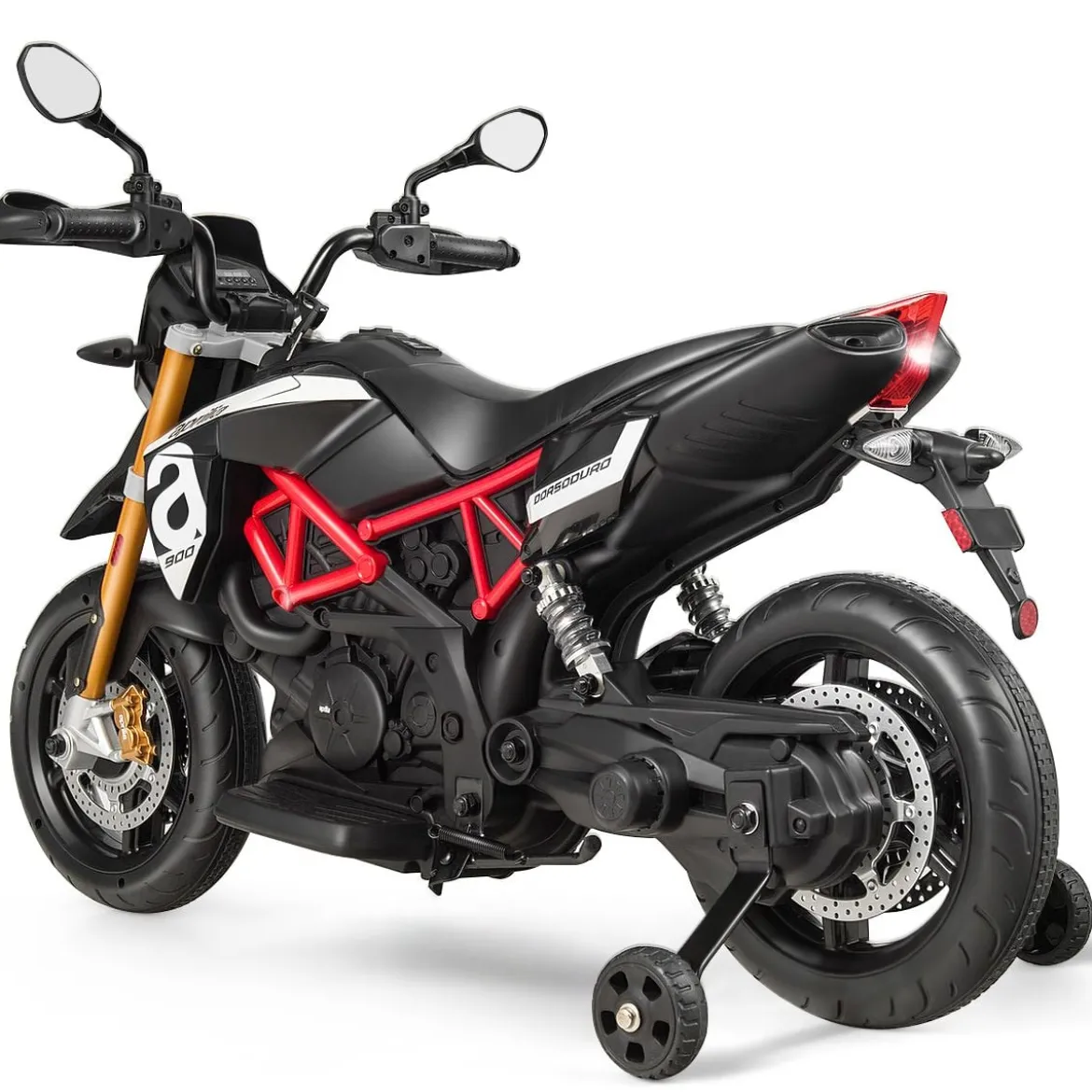 Kinder Motorrad mit Stützrädern Elektro-Motorrad mit LED-Lichter und Musik Schwarz
