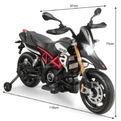 Kinder Motorrad mit Stützrädern Elektro-Motorrad mit LED-Lichter und Musik Schwarz