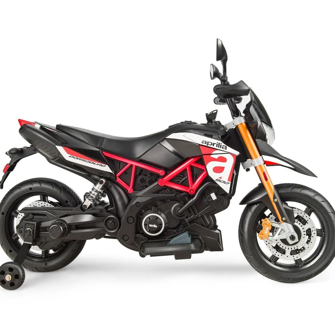 Kinder Motorrad mit Stützrädern Elektro-Motorrad mit LED-Lichter und Musik Kindermotorrad bis 25kg belastbar Rot