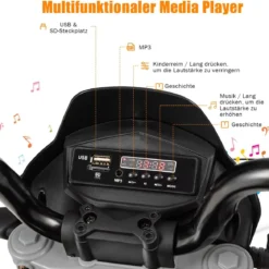 Kinder Motorrad mit Stützrädern Elektro-Motorrad mit LED-Lichter und Musik Kindermotorrad bis 25kg belastbar Rot