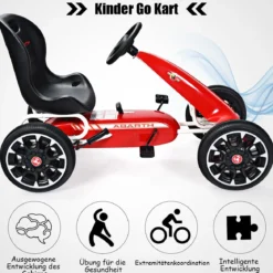 Kinder Pedal Go Kart Gokart mit verstellbarem Sitz Tretauto Pedal Gokart Tretfahrzeug Kinderfahrzeug für Kinder Rot