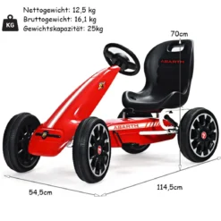 Kinder Pedal Go Kart Gokart mit verstellbarem Sitz Tretauto Pedal Gokart Tretfahrzeug Kinderfahrzeug für Kinder Rot