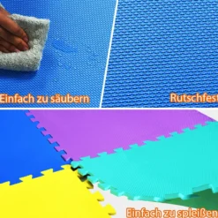Kinder Puzzlematte aus Schaumstoff Bunte Spielmatte mit 12 ineinandergreifenden Puzzleteilen