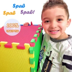 Kinder Puzzlematte aus Schaumstoff Bunte Spielmatte mit 12 ineinandergreifenden Puzzleteilen