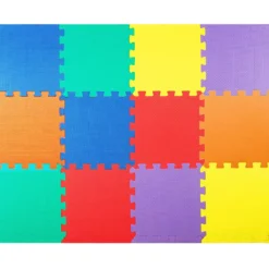 Kinder Puzzlematte aus Schaumstoff Bunte Spielmatte mit 12 ineinandergreifenden Puzzleteilen