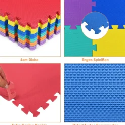 Kinder Puzzlematte aus Schaumstoff Bunte Spielmatte mit 12 ineinandergreifenden Puzzleteilen