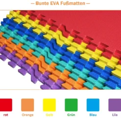 Kinder Puzzlematte aus Schaumstoff Bunte Spielmatte mit 12 ineinandergreifenden Puzzleteilen