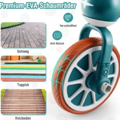 Kinderrad 4-in-1-Vorschulrad mit Eltern-Schiebegriff 37 x 72 x 101 cm Blau/Grün/Rosa