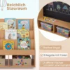 Kinderregal aus Holz Kinder Bücherregal mit Rollen & Kreidetafel Spielzeugregal mit 3 Regale & 2 Fächern