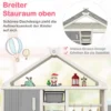 Kinderregal in Hausform mit Kleiderstange Kinder Bücherregal Spielzeugregal mit Regalen Grau