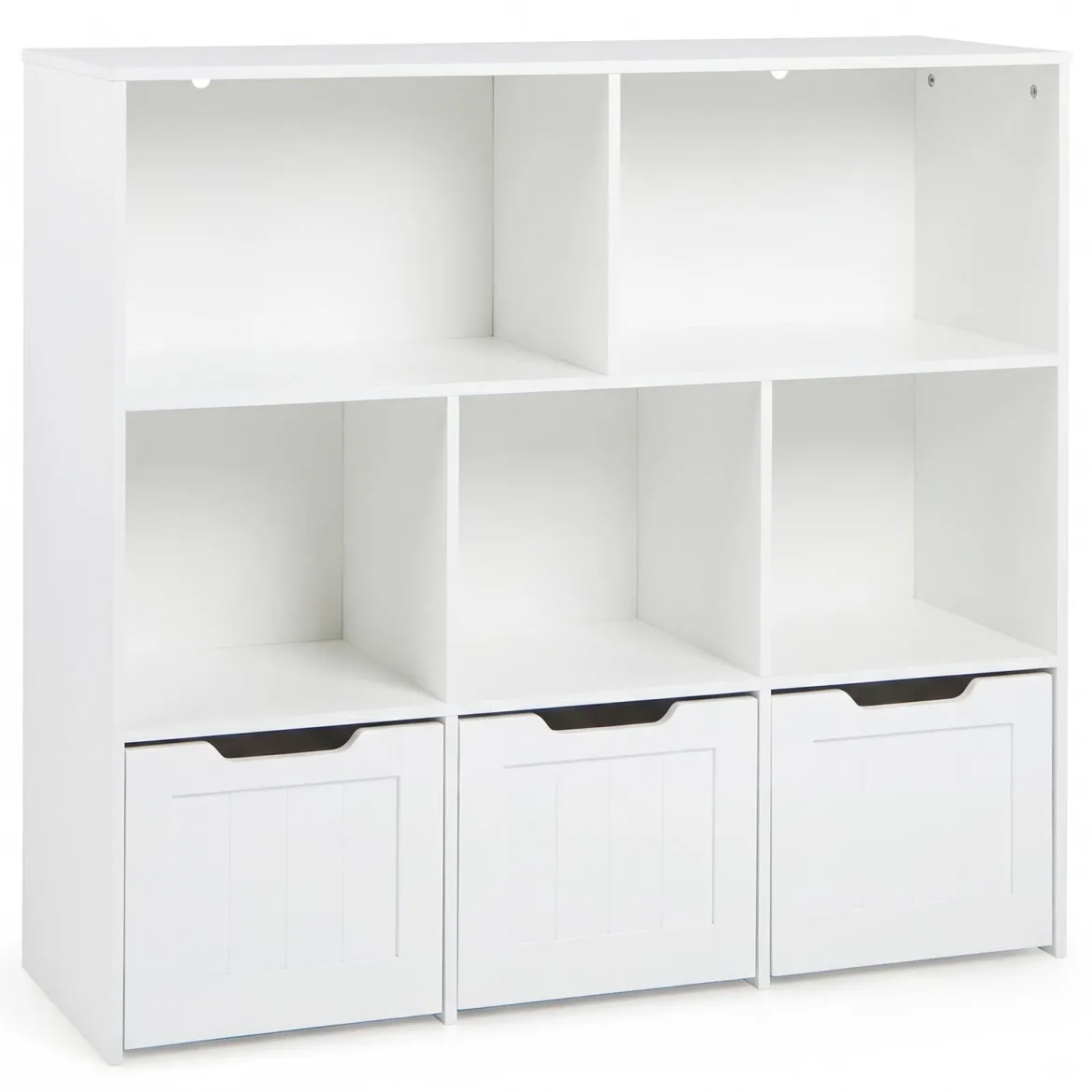 Kinderregal mit Boxen & 5 Fächern & 3 Schubladen Bücherregal auf Rollen Kinderschrank Weiß