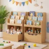 Kinderregal mit 5 Ebenen Bücherregal mit Schubladen auf Rollen 60 x 30 x 91 cm Natur
