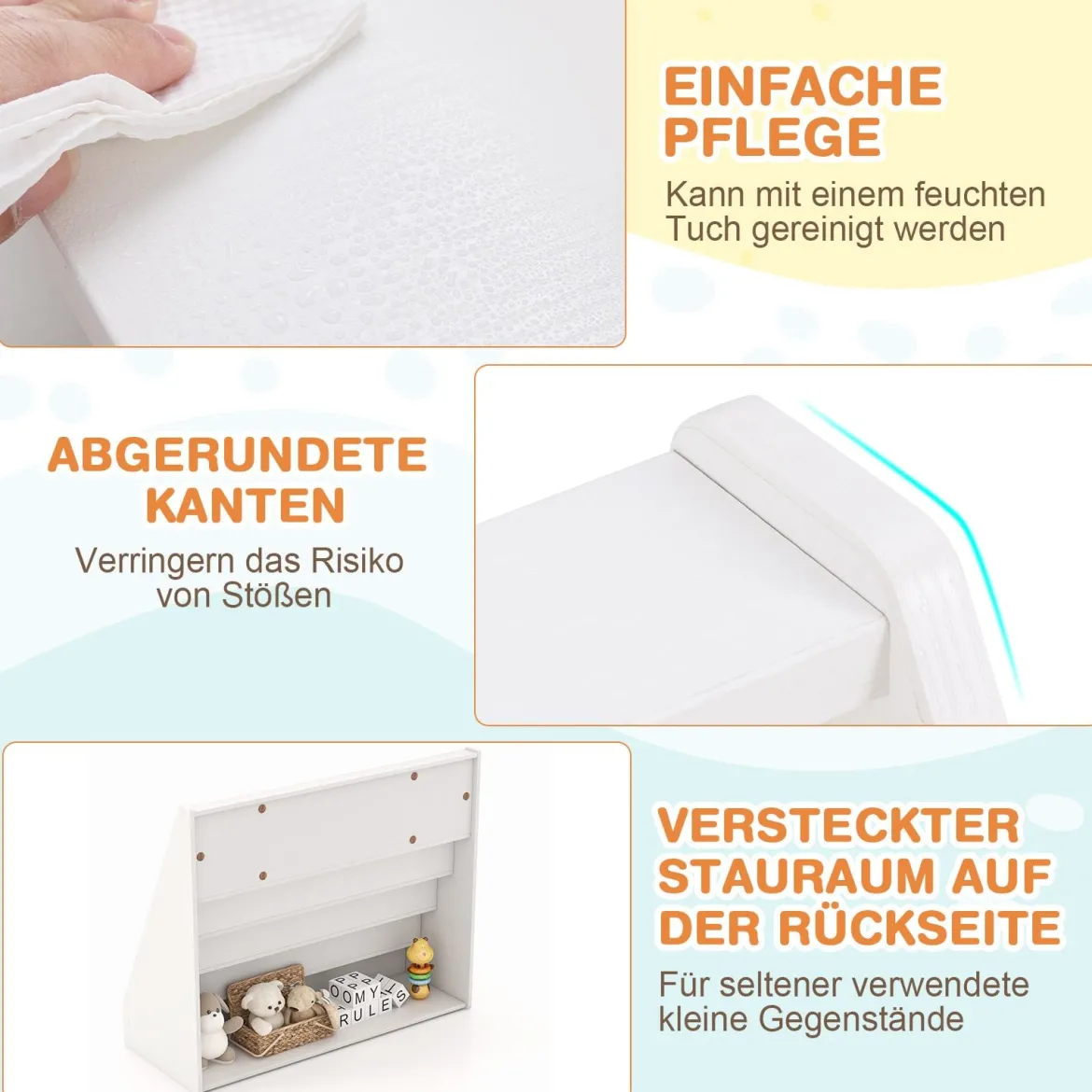 Kinderregal mit 5 Fächern Kinder Bücherregal Zeitungsständer Aufbewahrungsregal Weiß