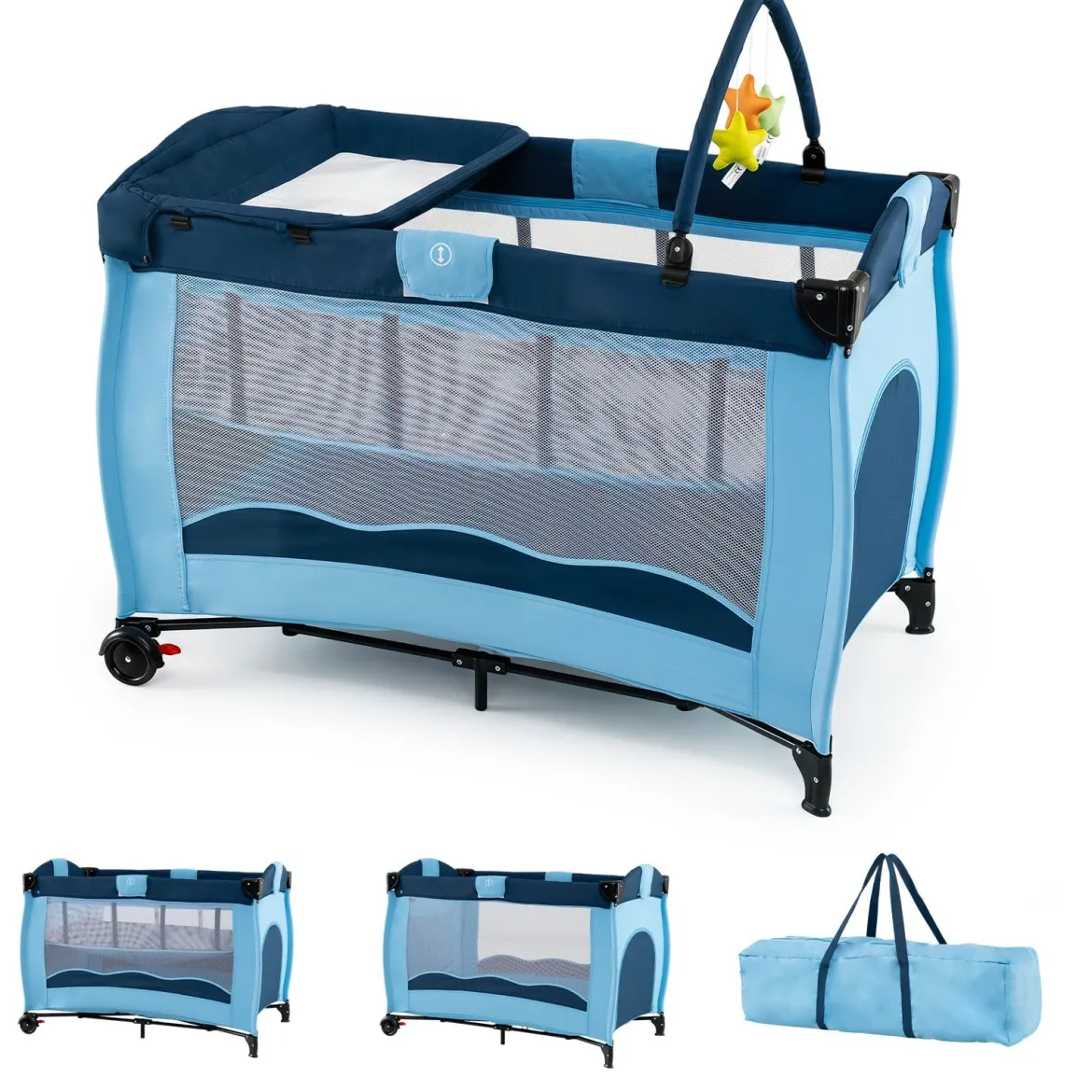 Kinderreisebett Babybett Wiege Inkl. Matratze und Zubehör