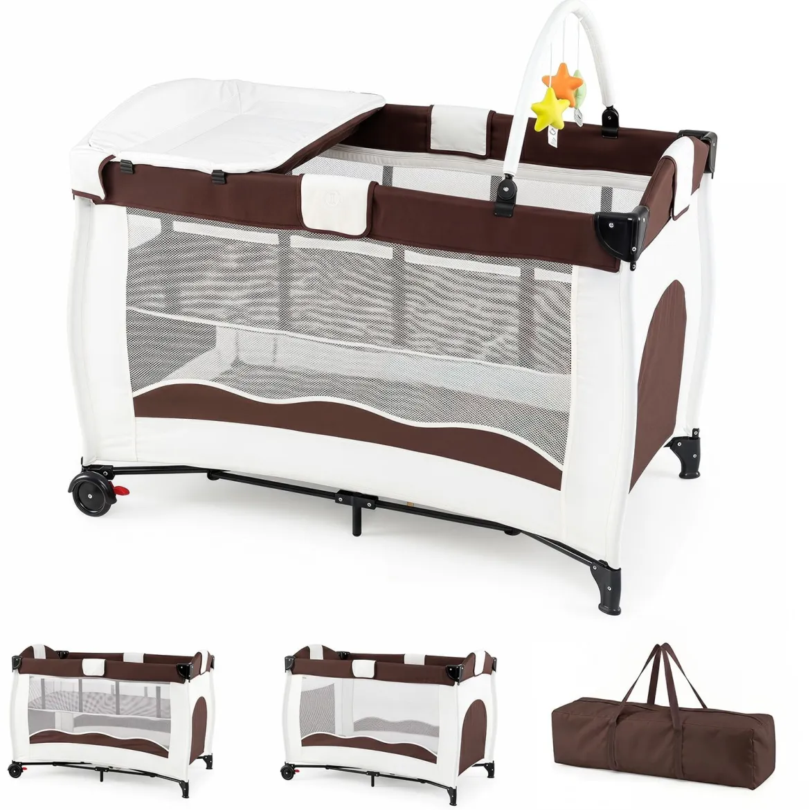 Kinderreisebett Babybett Wiege Inkl. Matratze und Zubehör