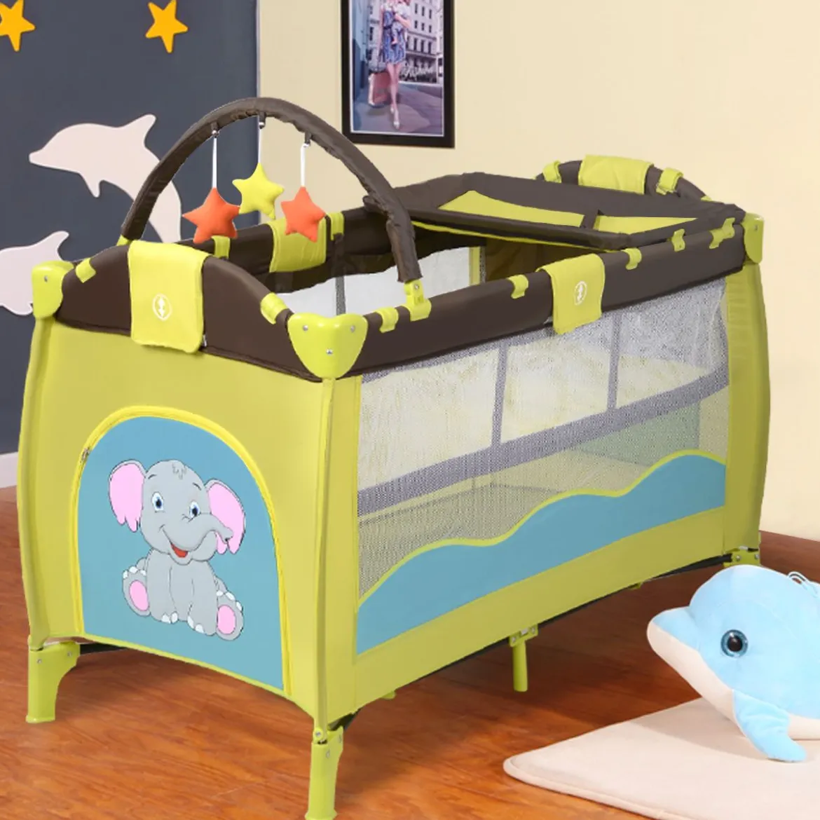 Kinderreisebett Babybett Wiege Inkl. Matratze und Zubehör