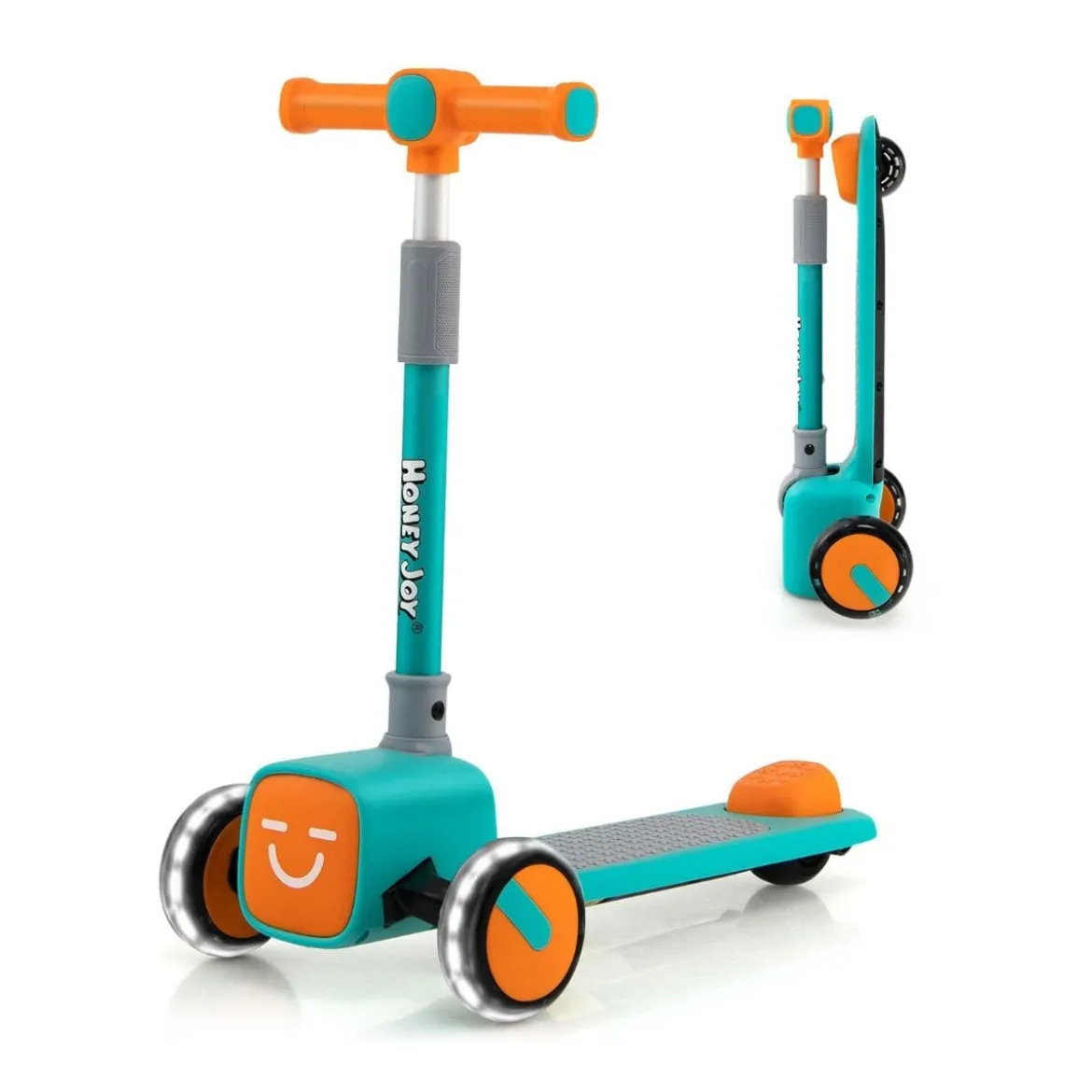 Kinderroller Klappbarer Tretroller mit 3-Fach Höhenverstellbarem Lenker Kinderscooter Grün