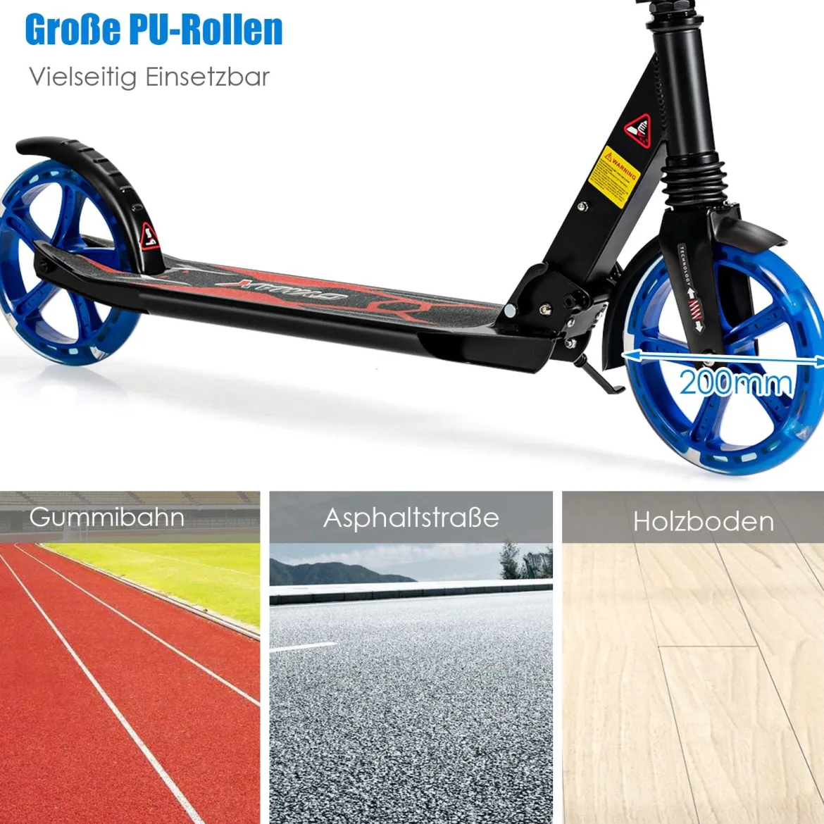 Kinder Roller klappbar mit Leuchten Scooter höhenverstellbar mit Tragegurt