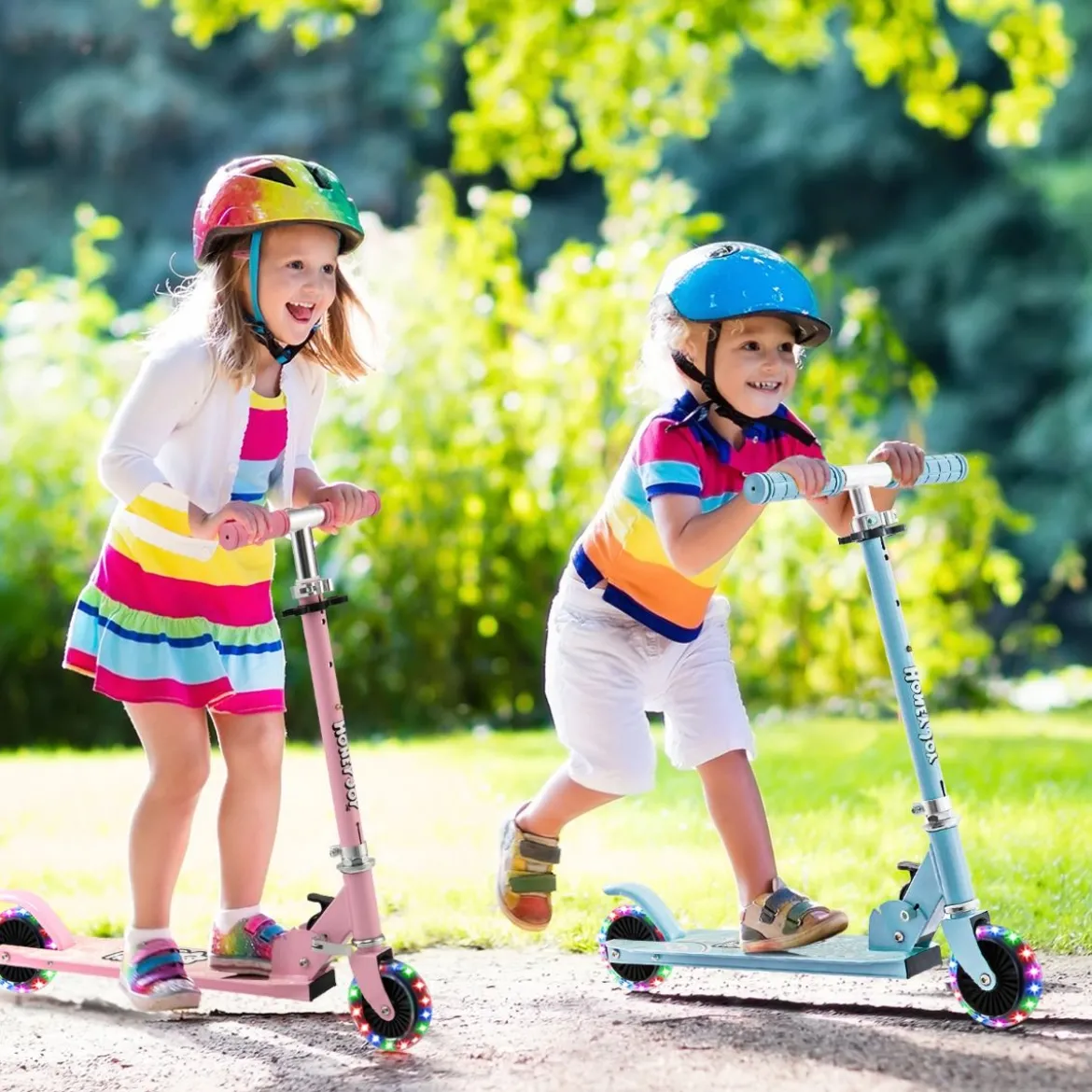 Kinder Roller Scooter mit LED-Räder & Klappbar Lenker Höhenverstellbar Tretroller Kinderroller