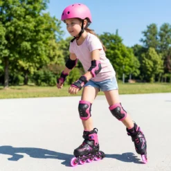 Kinder Rollschuhe 4 Größen Verstellbar Inline Roller Skates mit Leuchtenden Rädern Rosa M (EU 34-37)