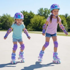 Kinder Rollschuhe 4 Größen Verstellbar Quad Skates mit Leuchtenden Rädern S (EU 27-31)