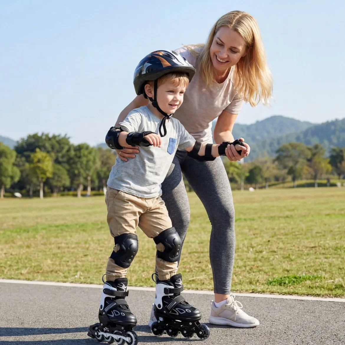 Kinder Rollschuhe 4 Größen Verstellbar Inline Roller Skates mit Leuchtenden Rädern S (EU 27-31)