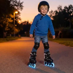 Kinder Rollschuhe 4 Größen Verstellbar Inline Roller Skates mit Leuchtenden Rädern S (EU 27-31)