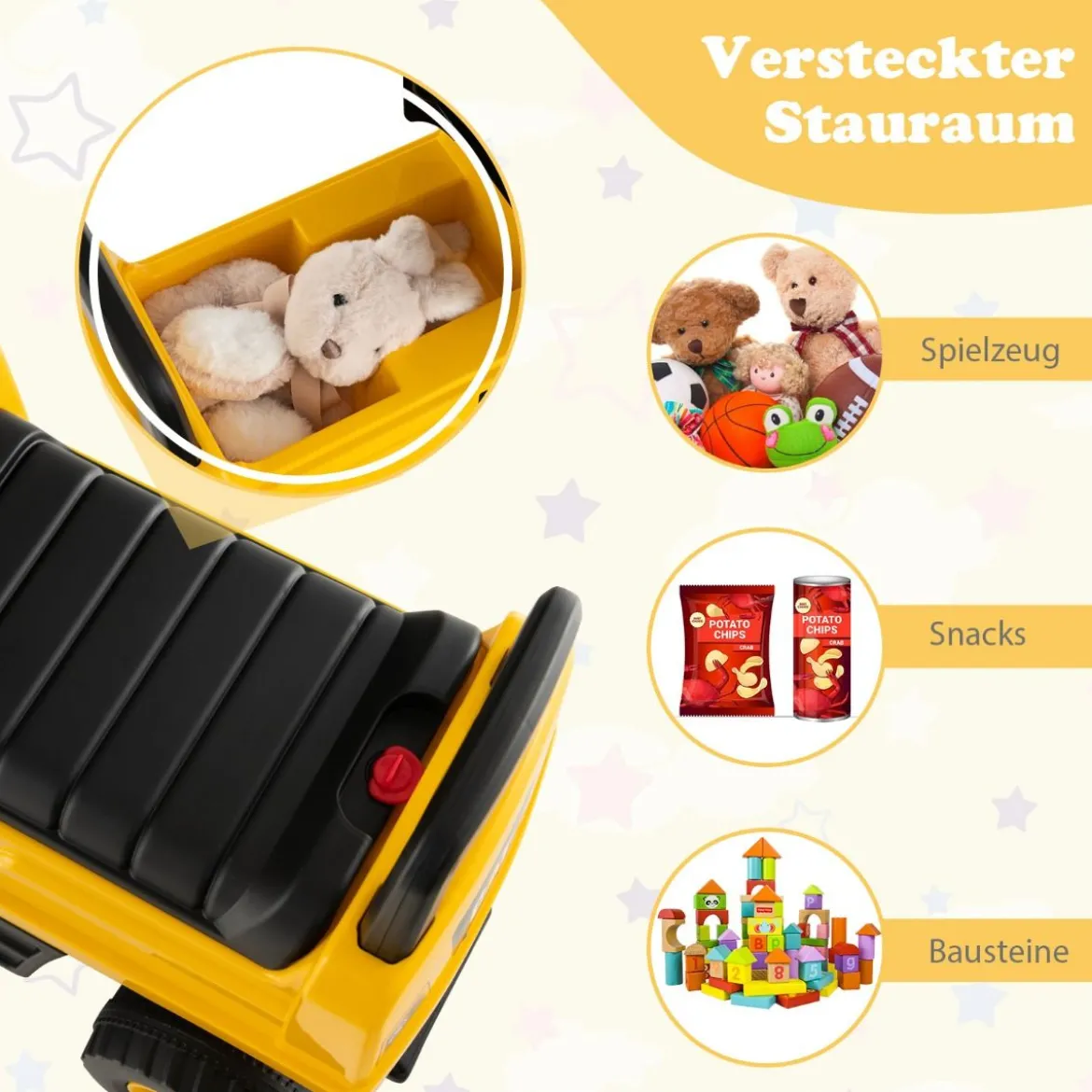Kinder-Räumschaufel Funktionales Bagger-Spielzeug mit Schaufelbagger 74 x 30 x 54 cm Gelb