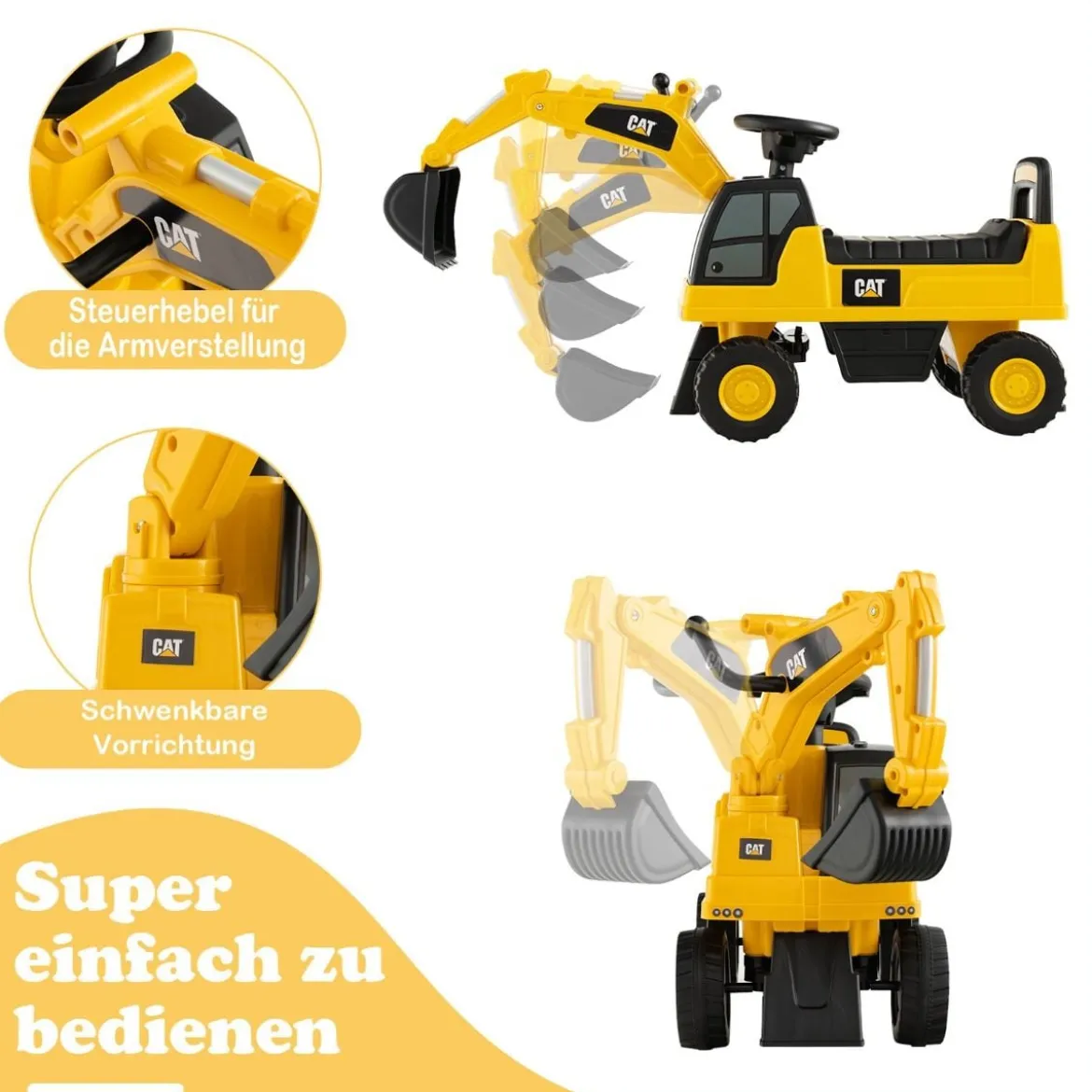 Kinder-Räumschaufel Funktionales Bagger-Spielzeug mit Schaufelbagger 74 x 30 x 54 cm Gelb