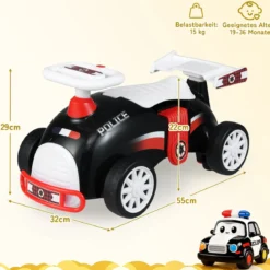 Kinder Rutschauto Fuß-zum-Boden Rutschfahrzeug mit Musik & Stauraum unter dem Sitz Kinderfahrzeug Polizei