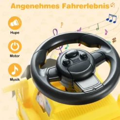 Kinder Rutschauto mit Anhänger & Schaufel Kinderfahrzeug Aufsitzauto Spielzeugauto mit Stauraum Gelb
