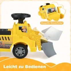 Kinder Rutschauto mit Anhänger & Schaufel Kinderfahrzeug Aufsitzauto Spielzeugauto mit Stauraum Gelb