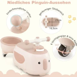 Kinder Rutschauto mit Anhänger & Licht & Stauraum unter dem Sitz Bodenrutscher Beige