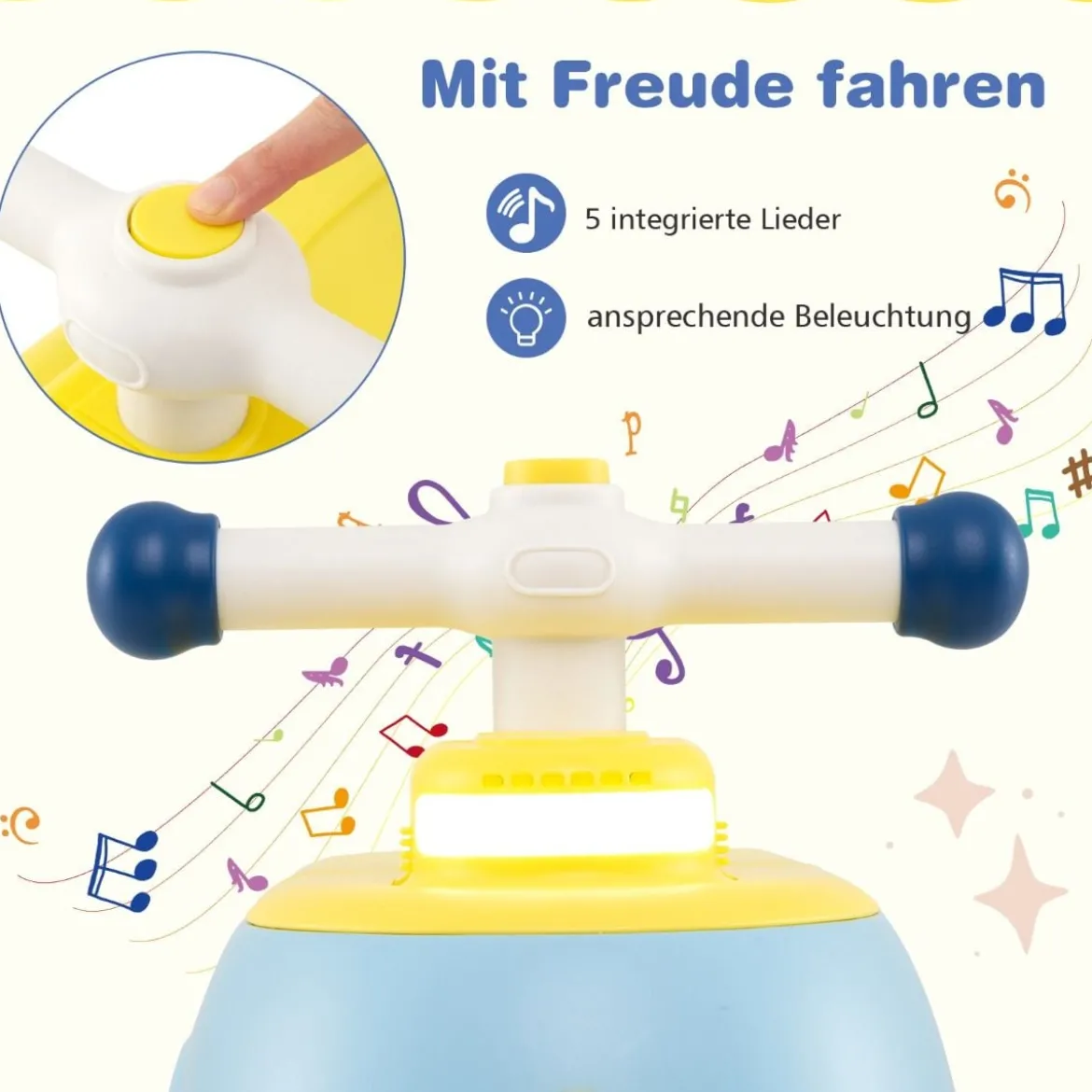 Kinder Rutschauto mit Anhänger & Licht & Stauraum unter dem Sitz Bodenrutscher Blau