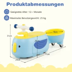Kinder Rutschauto mit Anhänger & Licht & Stauraum unter dem Sitz Bodenrutscher Blau