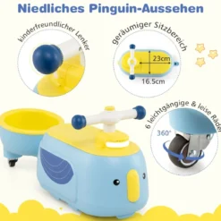Kinder Rutschauto mit Anhänger & Licht & Stauraum unter dem Sitz Bodenrutscher Blau