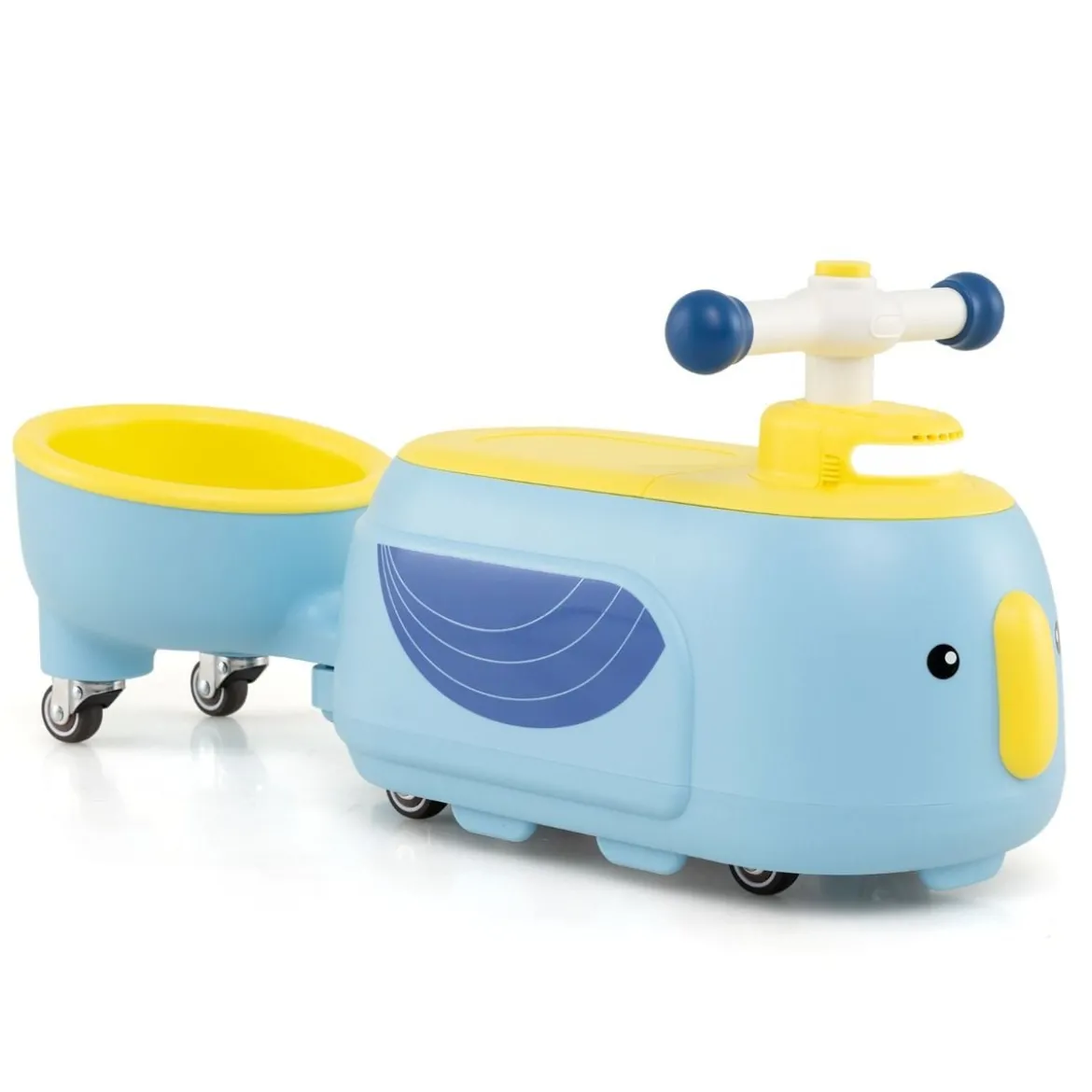 Kinder Rutschauto mit Anhänger & Licht & Stauraum unter dem Sitz Bodenrutscher Blau