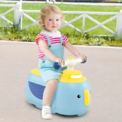 Kinder Rutschauto mit Anhänger & Licht & Stauraum unter dem Sitz Bodenrutscher Blau