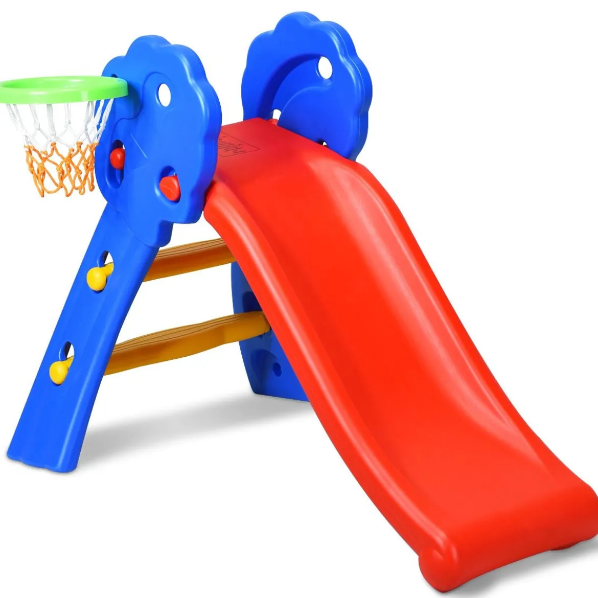 Kinderrutsche Rutschbahn Gartenrutsche für Indoor und Outdoor mit Basketballkorb 108 x 58 x 71,5 cm Bunt