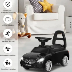 Kinder Rutsch- und Schiebe- Auto Lizenziertes Mercedes Benz Aufsitzauto 68 x 31,5 x 42,5 cm Schwarz