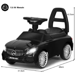 Kinder Rutsch- und Schiebe- Auto Lizenziertes Mercedes Benz Aufsitzauto 68 x 31,5 x 42,5 cm Schwarz