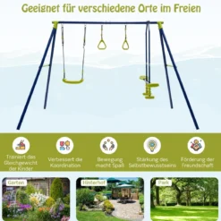 Kinderschaukel 3-in-1-Schaukelständer aus Metall 278 x 142 x 177 cm