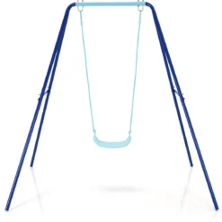 Kinderschaukel mit Gestell Outdoor-Kinderschaukel Robuste Schaukel mit stabilem A-förmigen Rahmen Blau