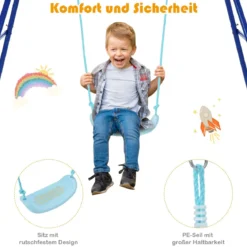 Kinderschaukel mit Gestell Outdoor-Kinderschaukel Robuste Schaukel mit stabilem A-förmigen Rahmen Blau