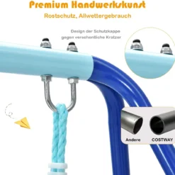Kinderschaukel mit Gestell Outdoor-Kinderschaukel Robuste Schaukel mit stabilem A-förmigen Rahmen Blau