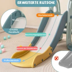 Kinderschaukel mit Rutsche höhenverstellbarer Sitz 4 in 1 Schaukel & Rutsche & Basketballkorb & Leiter für Kinder ab 18 Monaten
