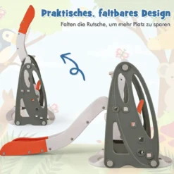 Kinderschaukel mit Rutsche klappbar 4 in 1 Schaukel & Rutsche & Basketballkorb & Leiter Orange